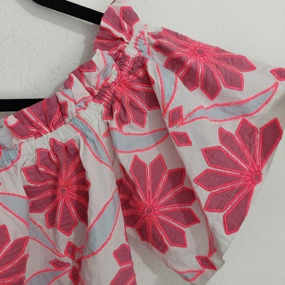 Anthropologie‎ Maeve Pink White Embroidered Off-The-Shoulder Blouse Top Size S - Picture 6 of 10
